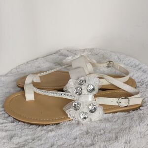 Madeline Stuart Rhinestone Studded Woman's Toe Sandals